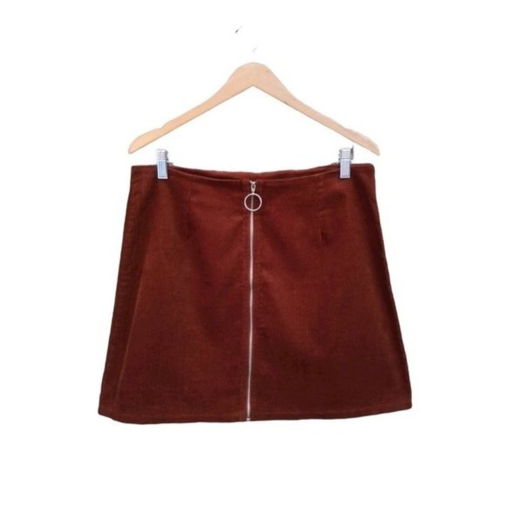 Full Circle Trends SIZE L Casual Fall Zipper Front Mini Skirt Velvet
